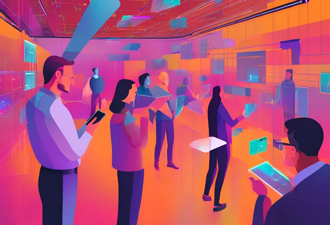 An AI-generated image depicting citizens responding to a government consultation.