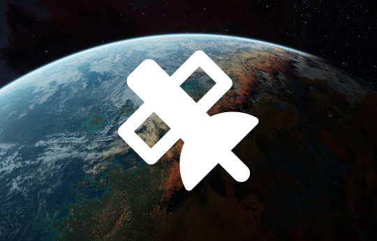 A image showing a satellite icon displayed in front of a picture of the earth from space
