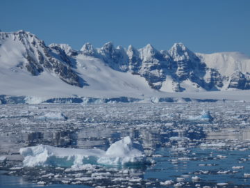 A snow covered mountain.