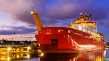 A large ship in a body of water