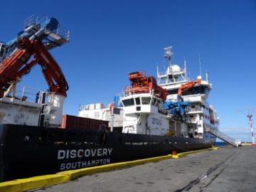 A large ship in the water.