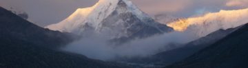 A snow covered mountain.