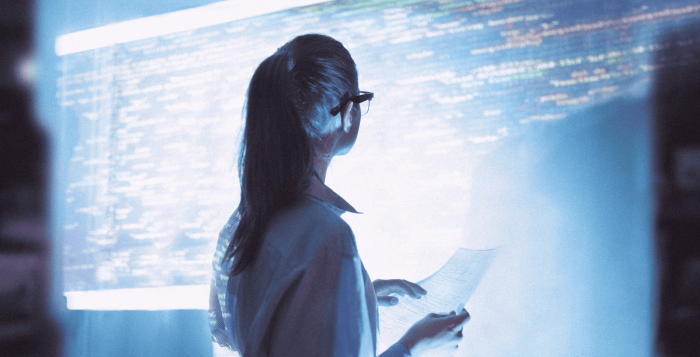 Worker looking at digital screen
