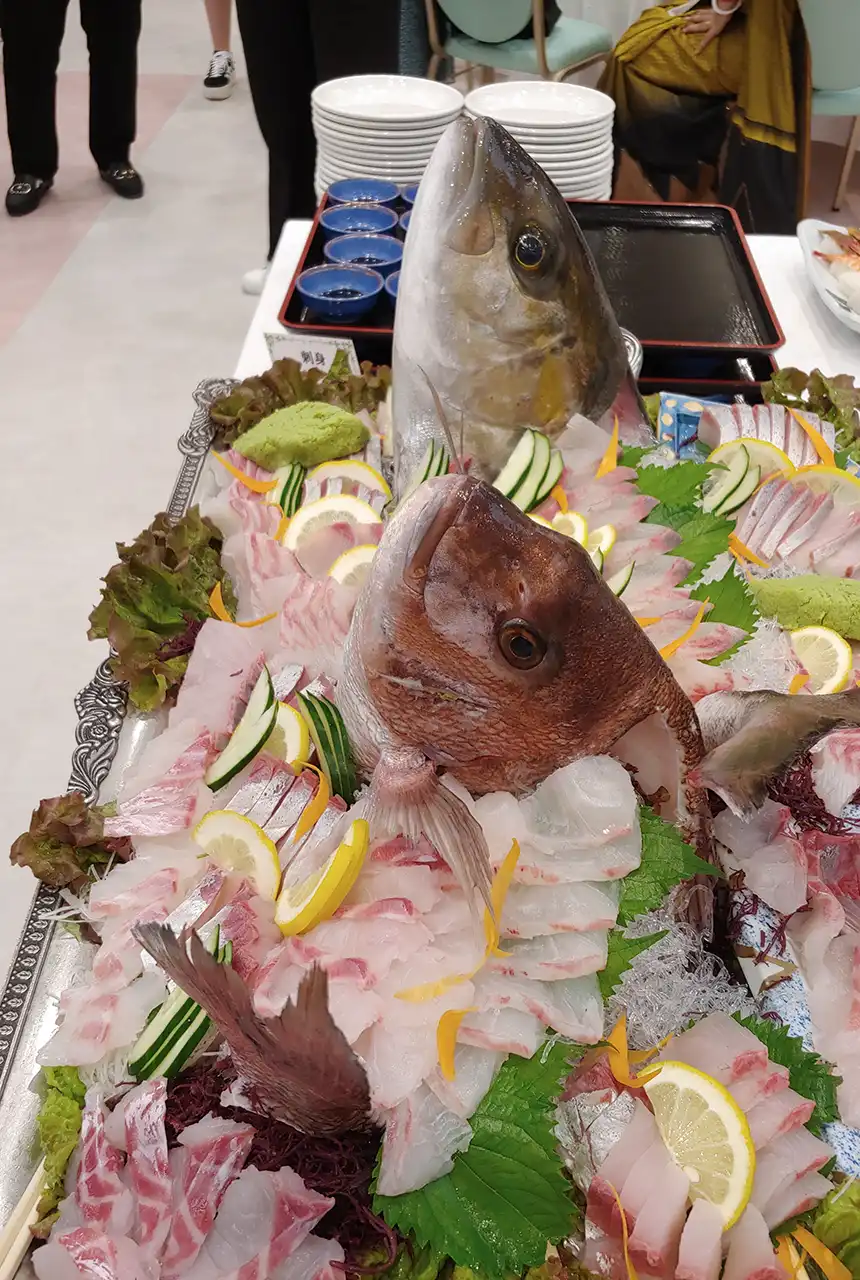 Seafood on offer at the gala dinner. BGS © UKRI.
