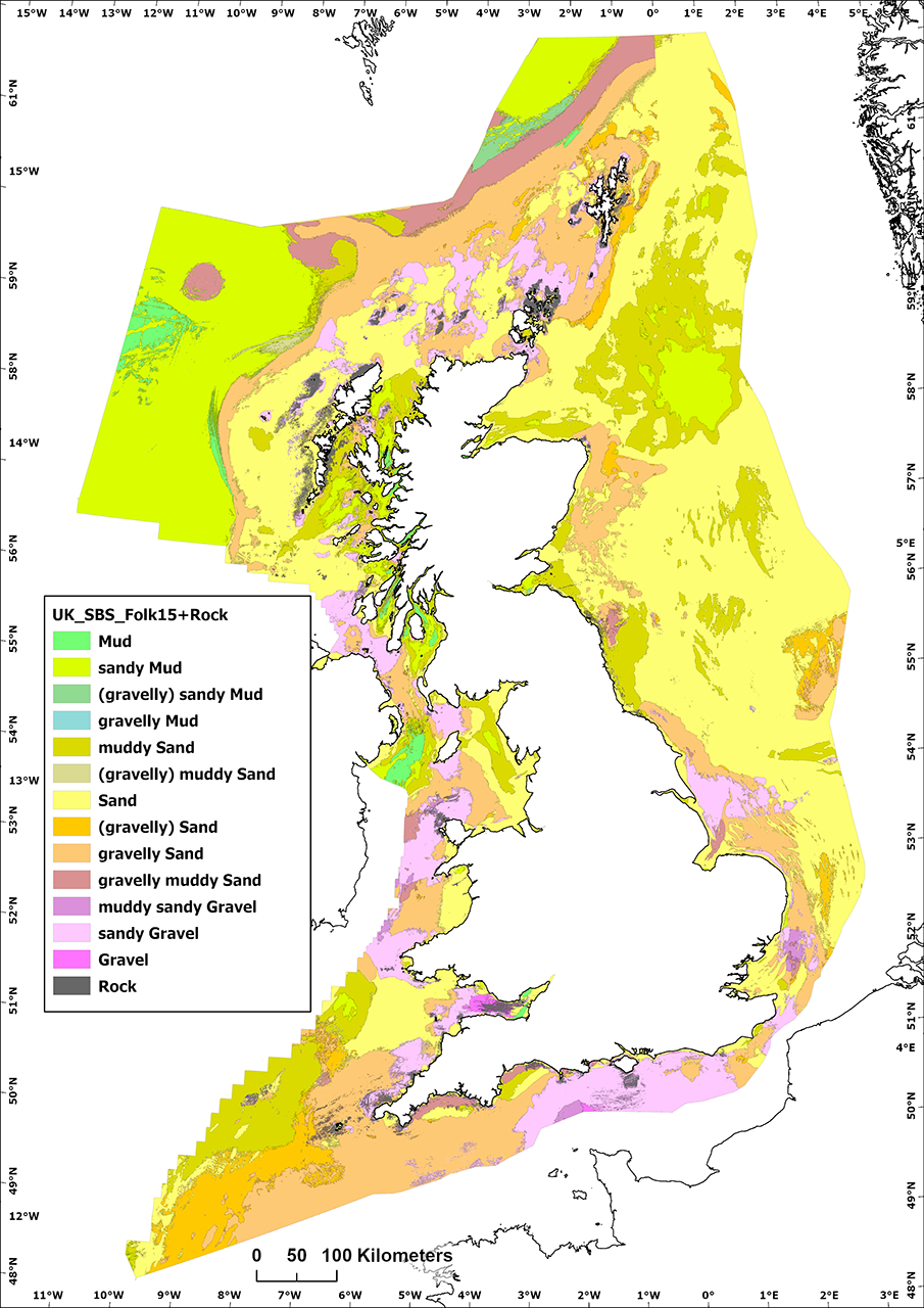 Classified seabed sediment map of the UK continental shelf. BGS © UKRI.