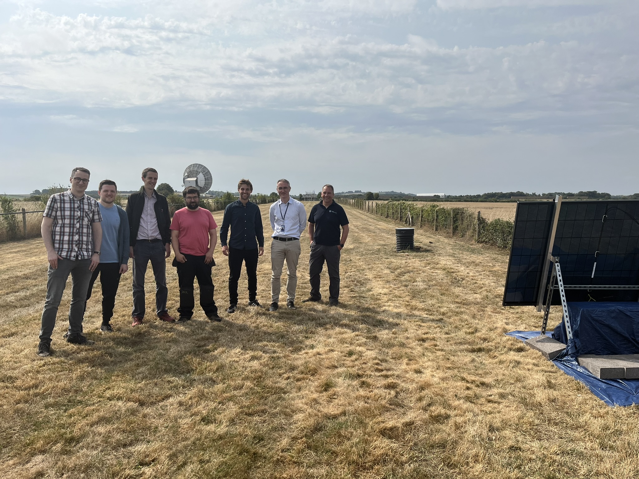 Project members at the installation of new quantum magnetometer sensor at Chilbolton Observatory, Hampshire. BGS © UKRI.