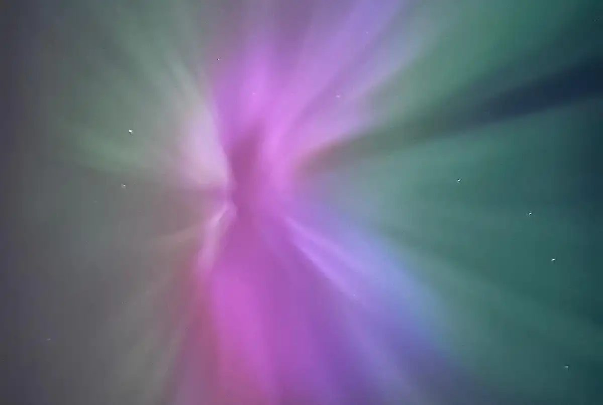 The aurora, taken directly overhead in Coniston Fells, the Lake District. Credit: Tom Bide