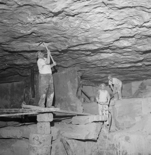 Miners working on Bath Stone near Corsham Wiltshire