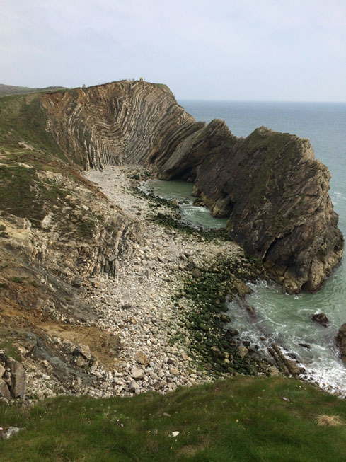Folded bedded rocks on the coast of Dorset known as the Lulworth Crumple