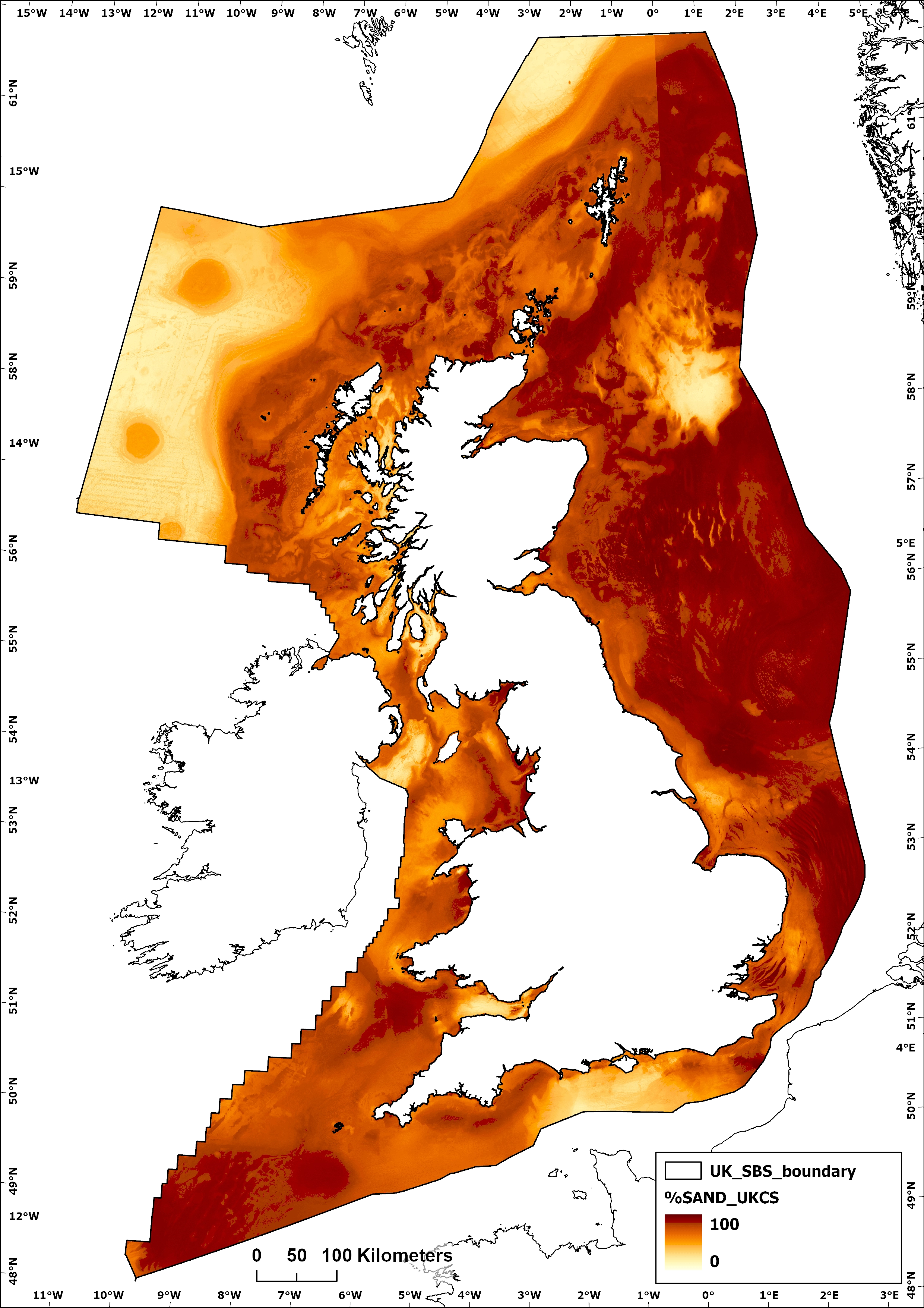 Coverage of BGS Predictive Seabed Sediments (UK) shown in dark blue. Background image from World Ocean Base dataset compiled by Esri, Garmin, GEBCO, NOAA NGDC, and othersBGS © UKRI 2025.