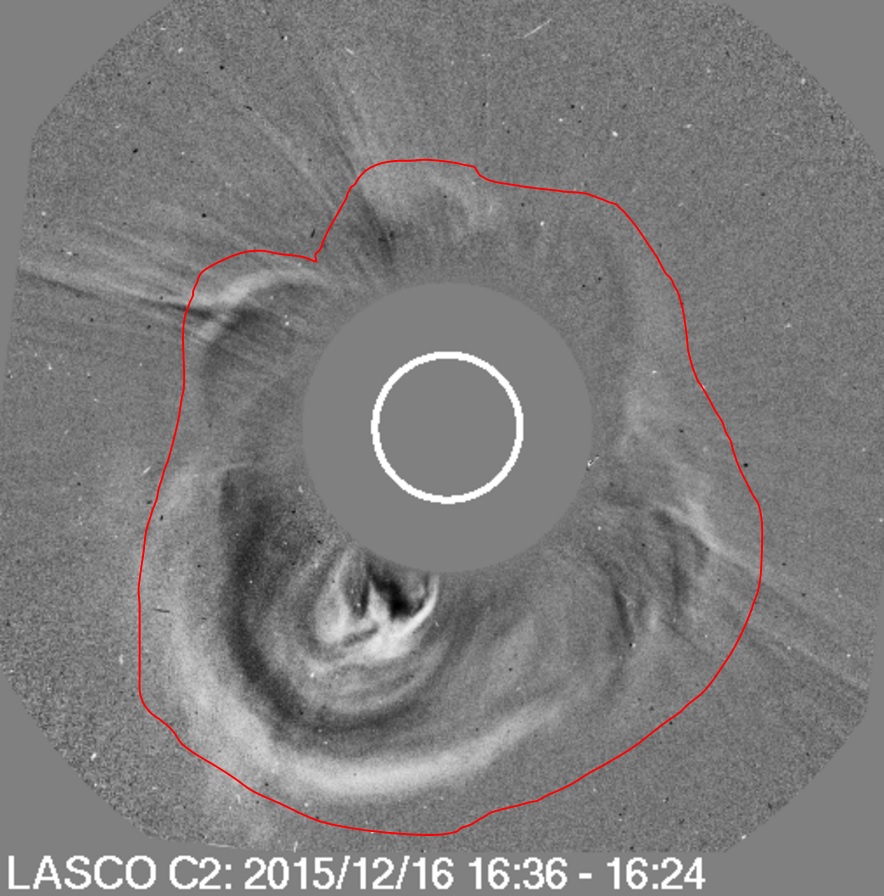 Image of the 2nd CME in leaving the Sun from the Solar and Heliospheric Observatory (SOHO/NASA)