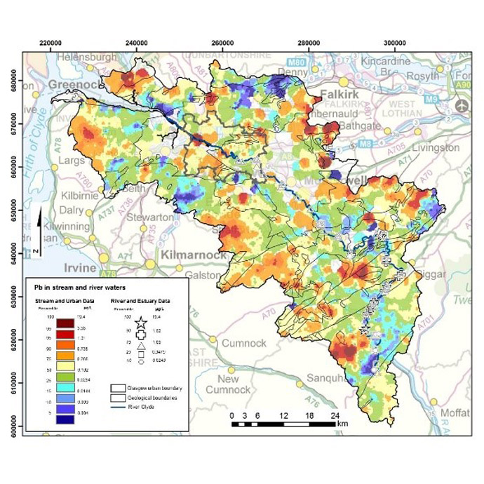 Lead concentrations in Clyde Basin surface water