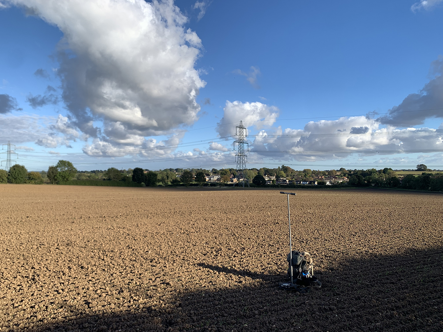 A soil auger being used to map Superficial Deposits on farmland in the village of Skidby, near Hull.