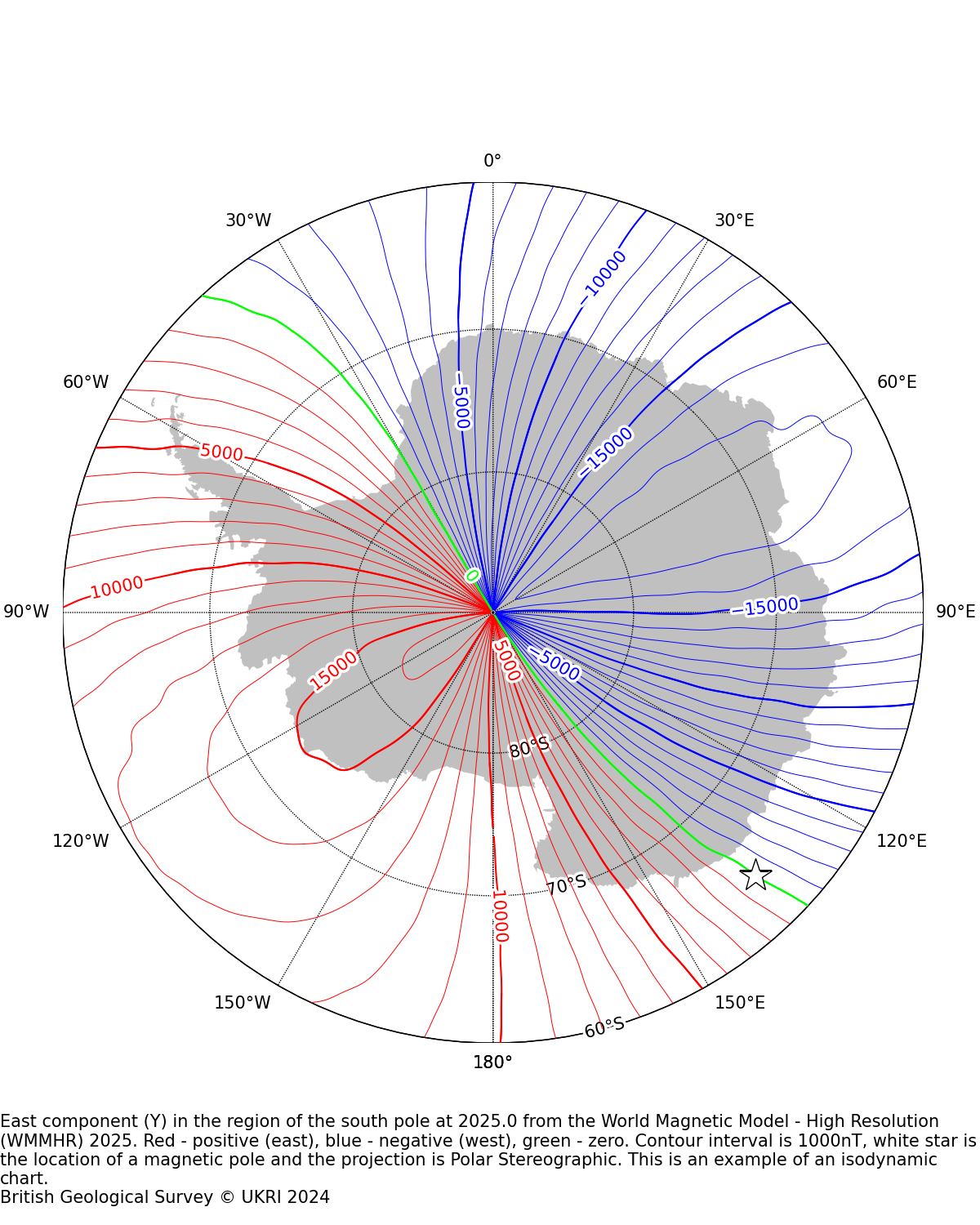 Magnetic chart showing East Component