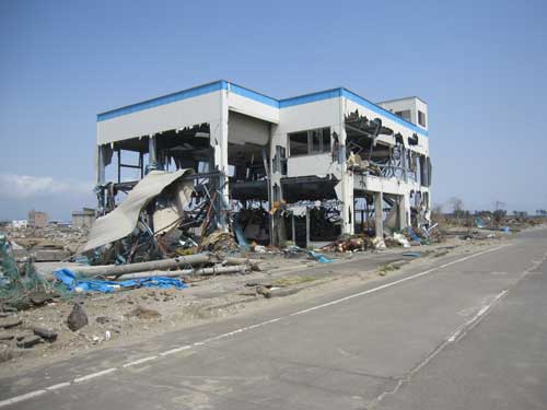 Damage to buildings in Yuriage.