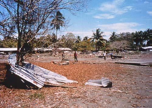 Tsunami damage; Papua New Guinea, 1998.