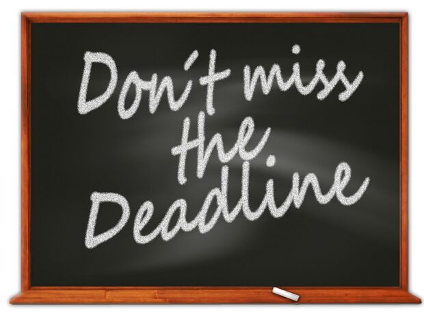 Text that reads "Don't miss the deadline"