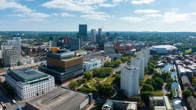 Aerial view of the library of Birmingham Baskerville House Centenary