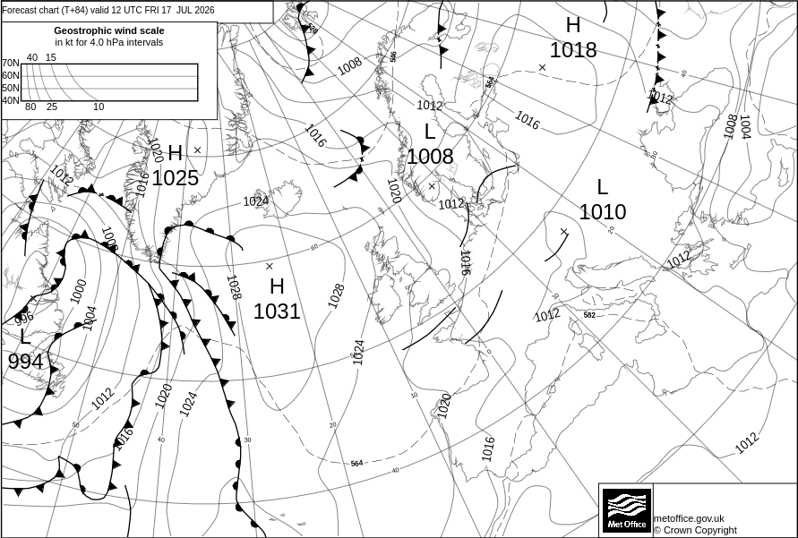 Surface pressure - Forecast chart