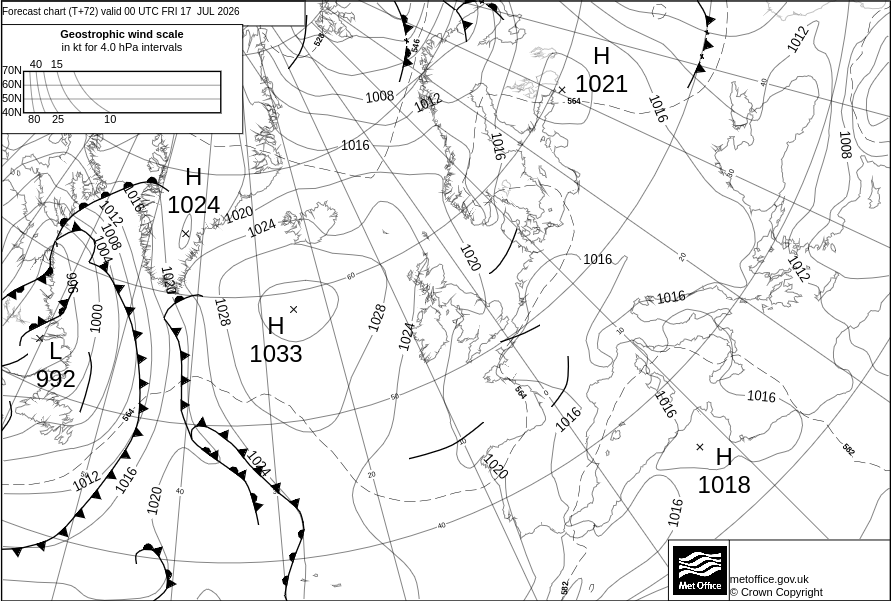 Surface pressure - Forecast chart