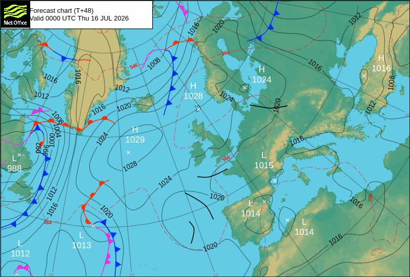 Surface pressure - Forecast chart