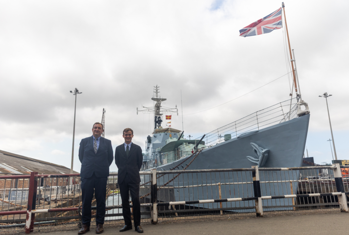 Aviation, Maritime and Decarbonisation Minister Keir Mather with SS Richard Montgomery