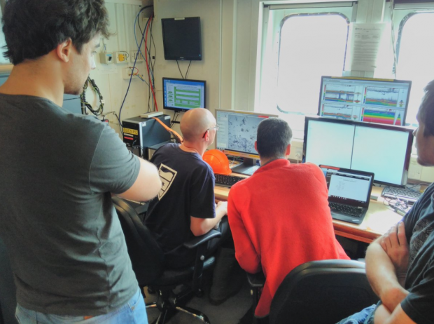 First sight of the seafloor at one of the seamounts of Tristan da Cunha. Image credit: Nils Piechaud, University of Plymouth.