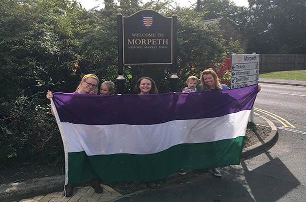 suffrage flag in Morpeth