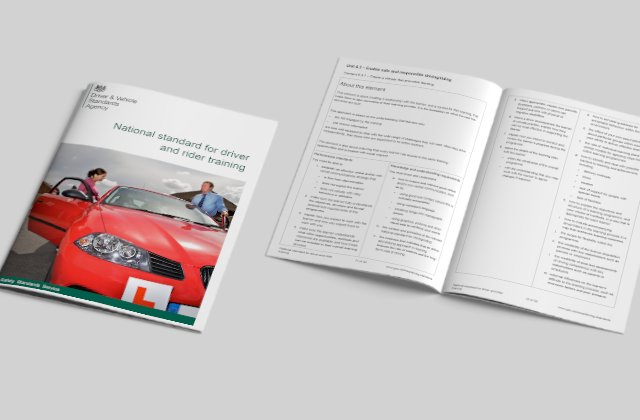Cover and inside of the national standard for driver and rider training