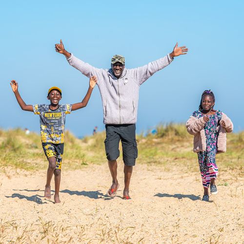 Family day out at the beach