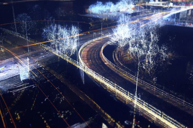 futuristic picture of roads with fluorescent trails