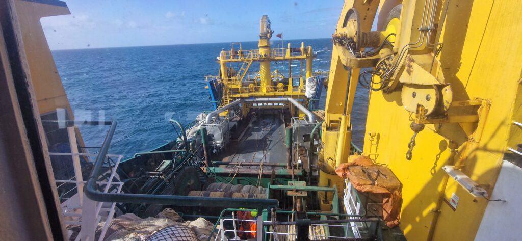 a fishing vessel at sea