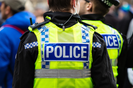 Police officers in yellow vests