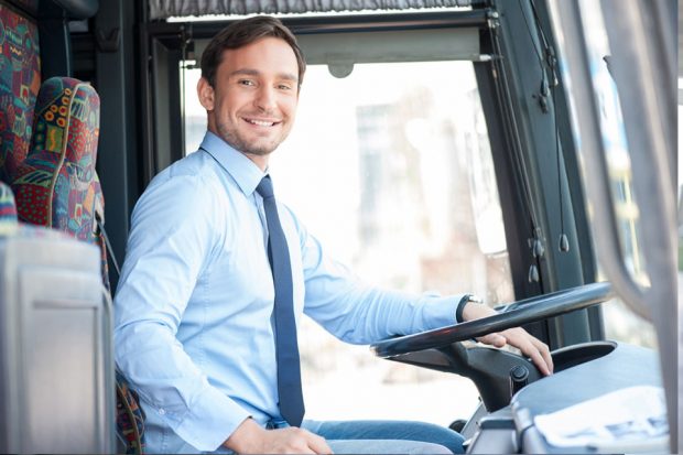 Driver behind the wheel