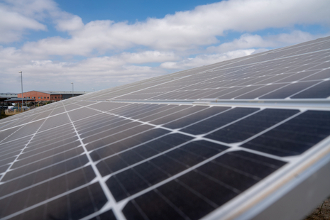 Close up of solar panels.