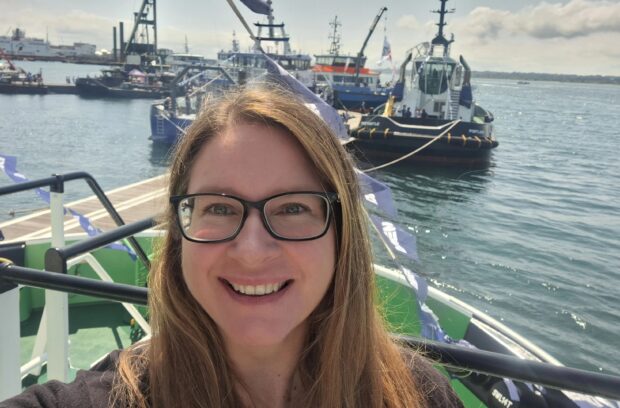 Alison on a boat