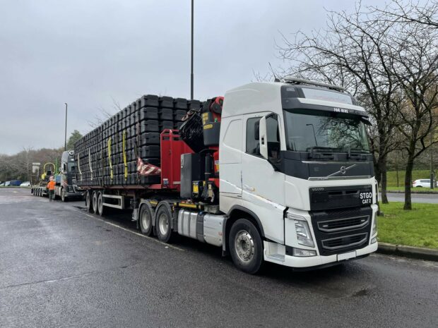 lorry with hiab type loader crane