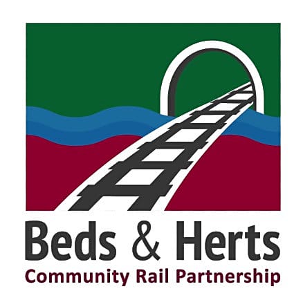 Logo for Beds & Herts Community Rail Partnership with St Albans South Signal Box Museum