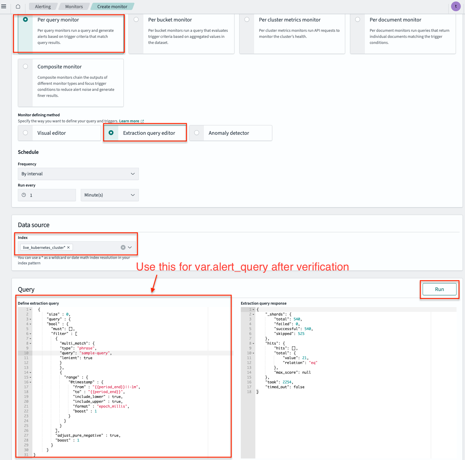 Verify OpenSearch Alert query