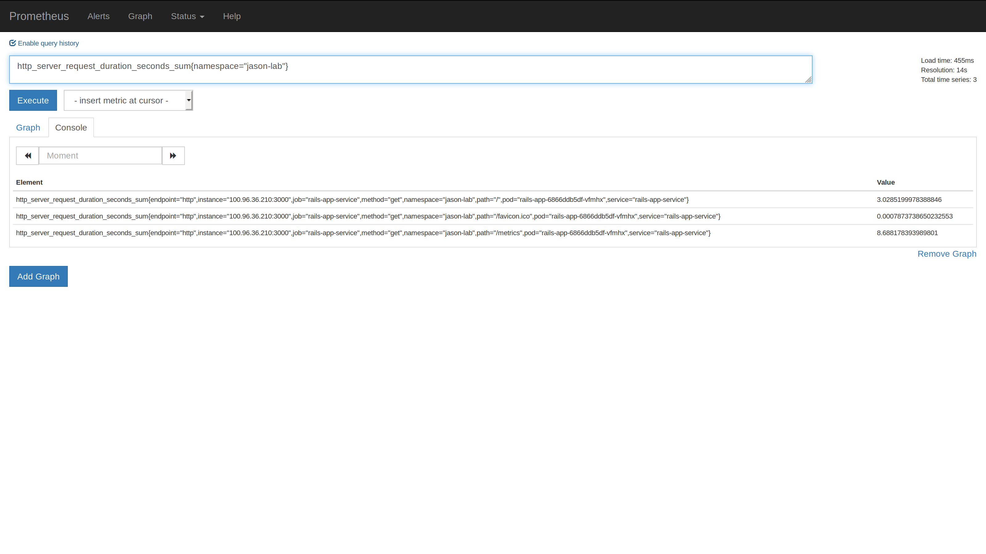 Image of prometheus output
