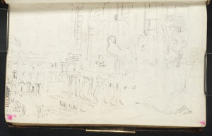 D08378 &copy; Tate Images | <i>from</i> Devonshire Coast, No.1 Sketchbook [Finberg CXXIII], The Courtyard of Somerset House from the Royal Academy
