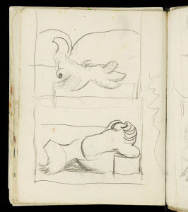MB3662 &copy; Tate Images | Sketchbook 16. Two studies for compositions with horizontal organic forms