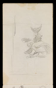 MB4109 &copy; Tate Images | Sketchbook 25. Owl or parrot facing the left hand side of the page. Study for the bird on the right of 'Hanging Form over Water', 1955.