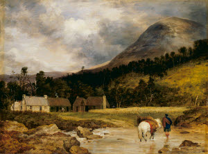 N01788 &copy; Tate Images | Scottish Landscape: Bringing in a Stag (figure and animals by Sir E. Landseer)
