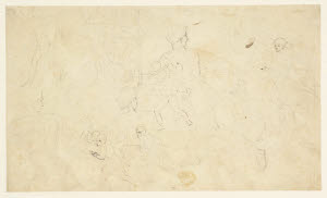 T09966 &copy; Tate Images | Design for R. Pollard's 'The Peerage of Great Britain and Ireland'; Matthew de Johnson Defeating the Earl of Douglas and Taking his Brother the Earl of Ormond Prisoner: Studies of Fighting Men, Details
