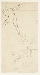 T09967 &copy; Tate Images | Design for R. Pollard's 'The Peerage of Great Britain and Ireland'; Matthew de Johnson Defeating the Earl of Douglas and Taking his Brother the Earl of Ormond Prisoner: Studies of Fighting Men