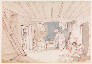 N03695 &copy; Tate Images | Sketch of a Cottage Interior with Figures