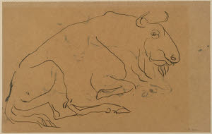 N04528 &copy; Tate Images | Verso: Traces of Sketch of Bison