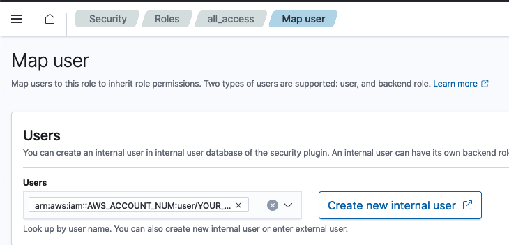 opensearch add user screenshot from dashboard