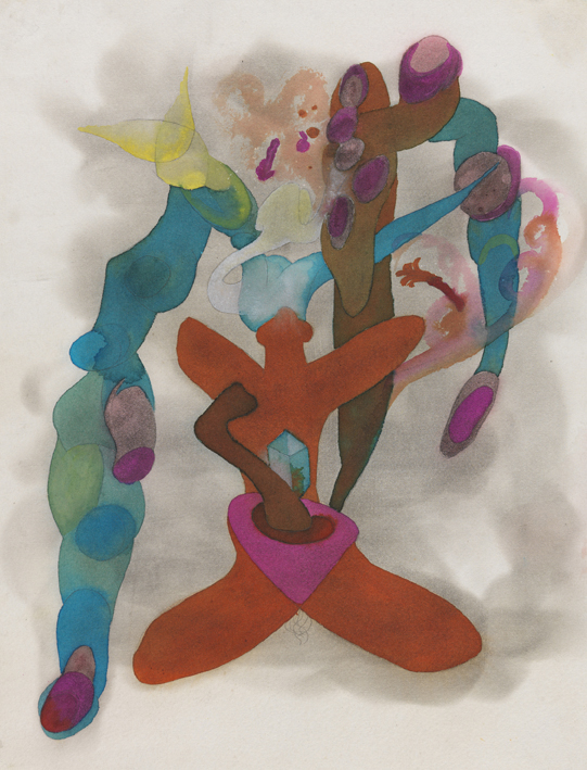 Untitled painting showing multi-coloured forms. n.d. Ithell Colquhoun. &copy; Tate/Tate Images